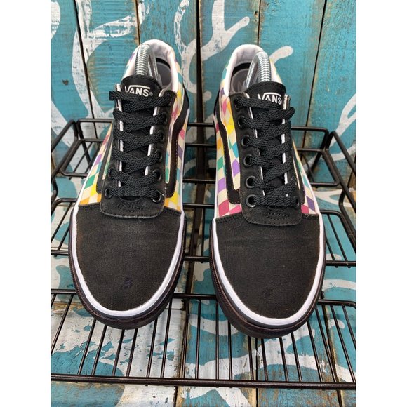 VANS Old Skool Checkered Skate Shoe 500714 Rainbow Multi Color Sz 6.5 Modified - Picture 3 of 10
